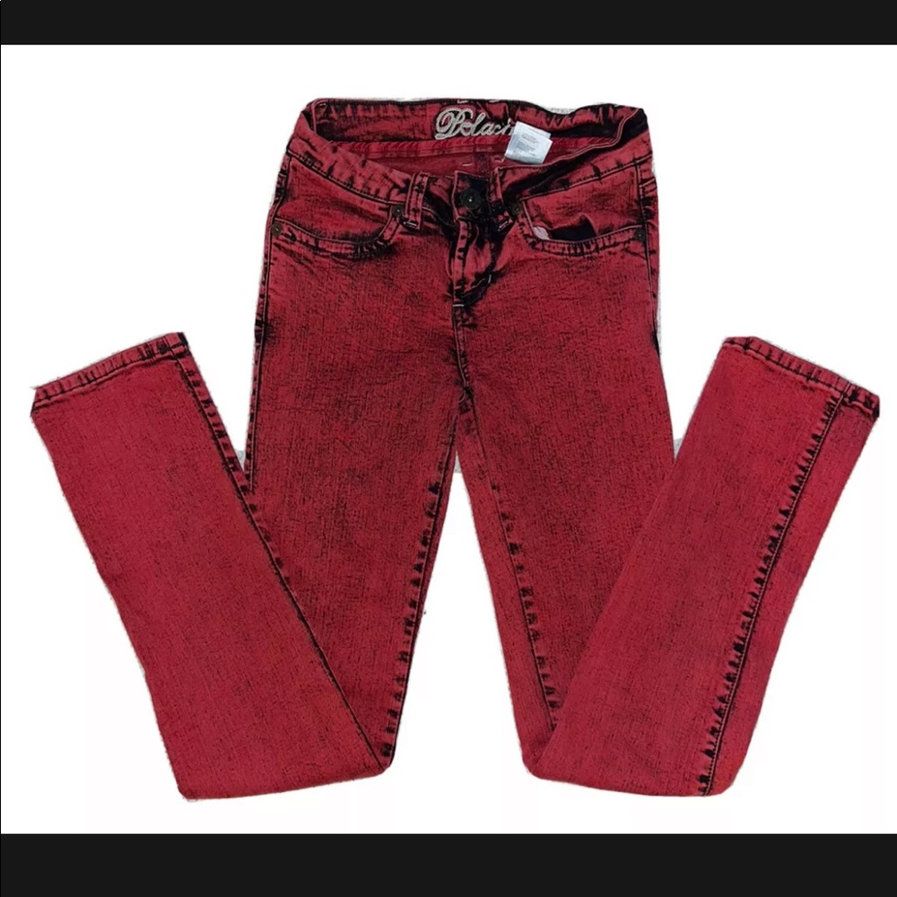 Red acid wash skinny jeans stretchy size small